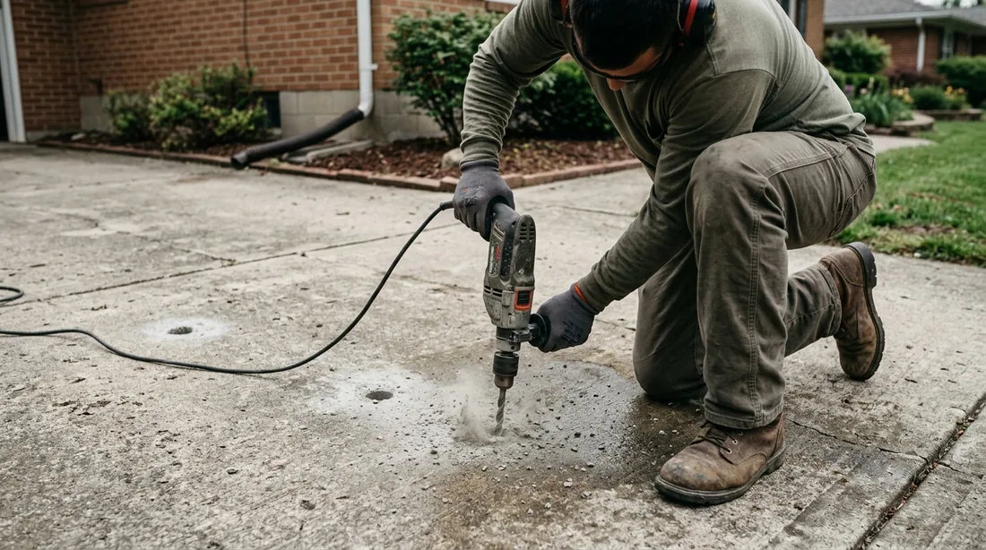 Mudjacking uses one to two inch holes; foam uses ports around five-eighths of an inch — Lexington, KY